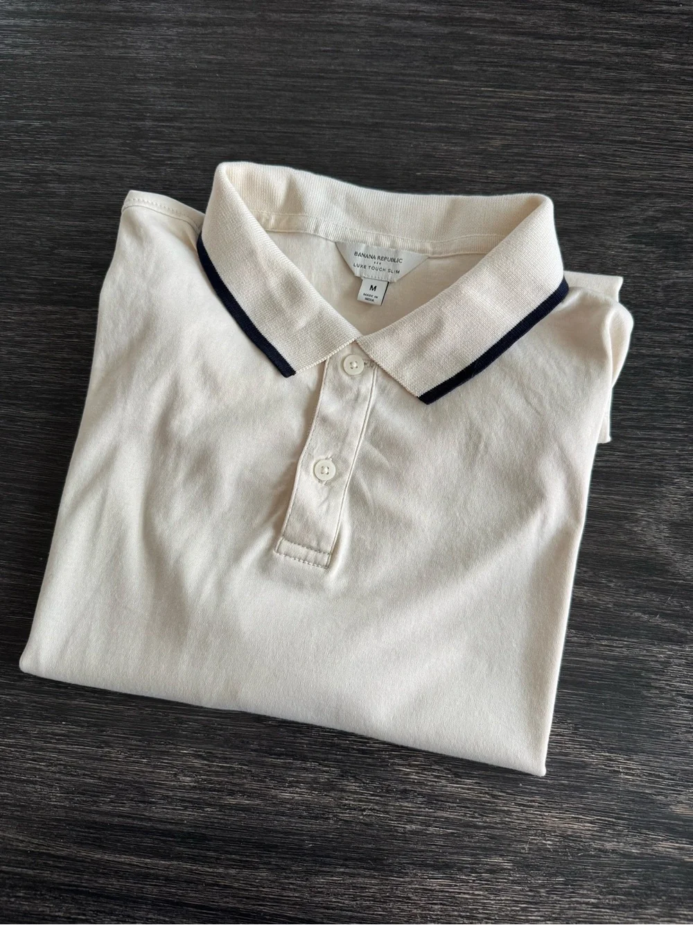 Banana Republic Men's Cream Polo Shirt with Contrast Collar